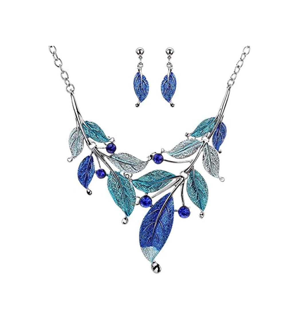 Producto YAZILIND Regalo de la joyería de Plata tibetana de la Turquesa Encanto cristalino de la Mariposa del corazón Pendientes del Collar para la Mujer