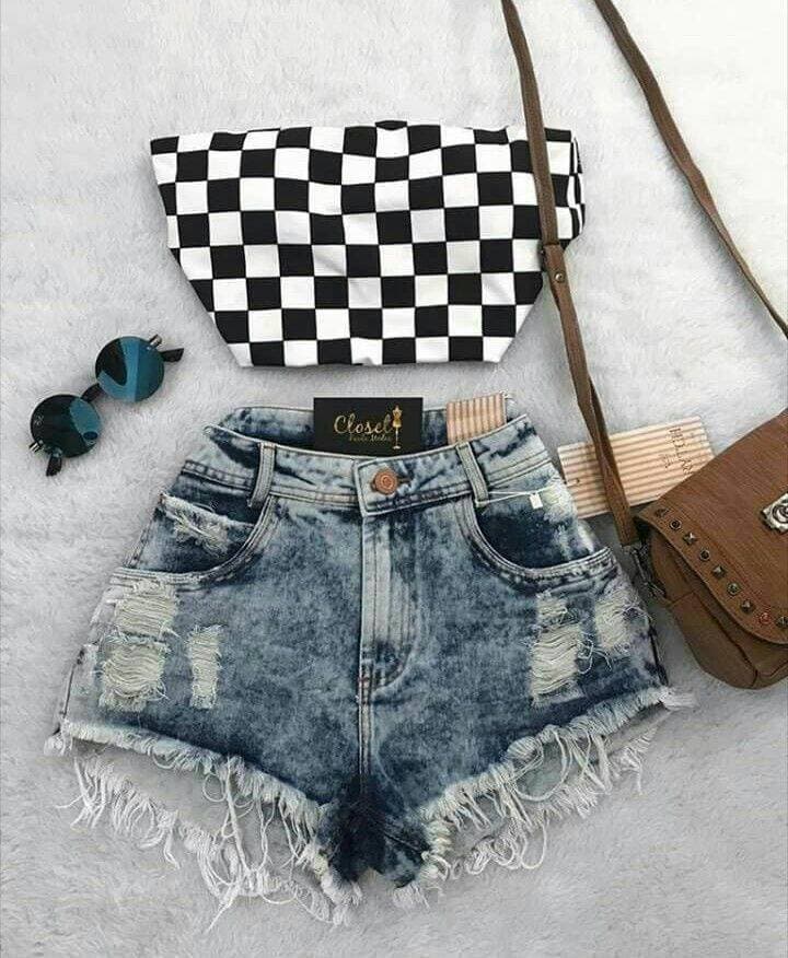 Moda Cropped Xadrez 🏁❤