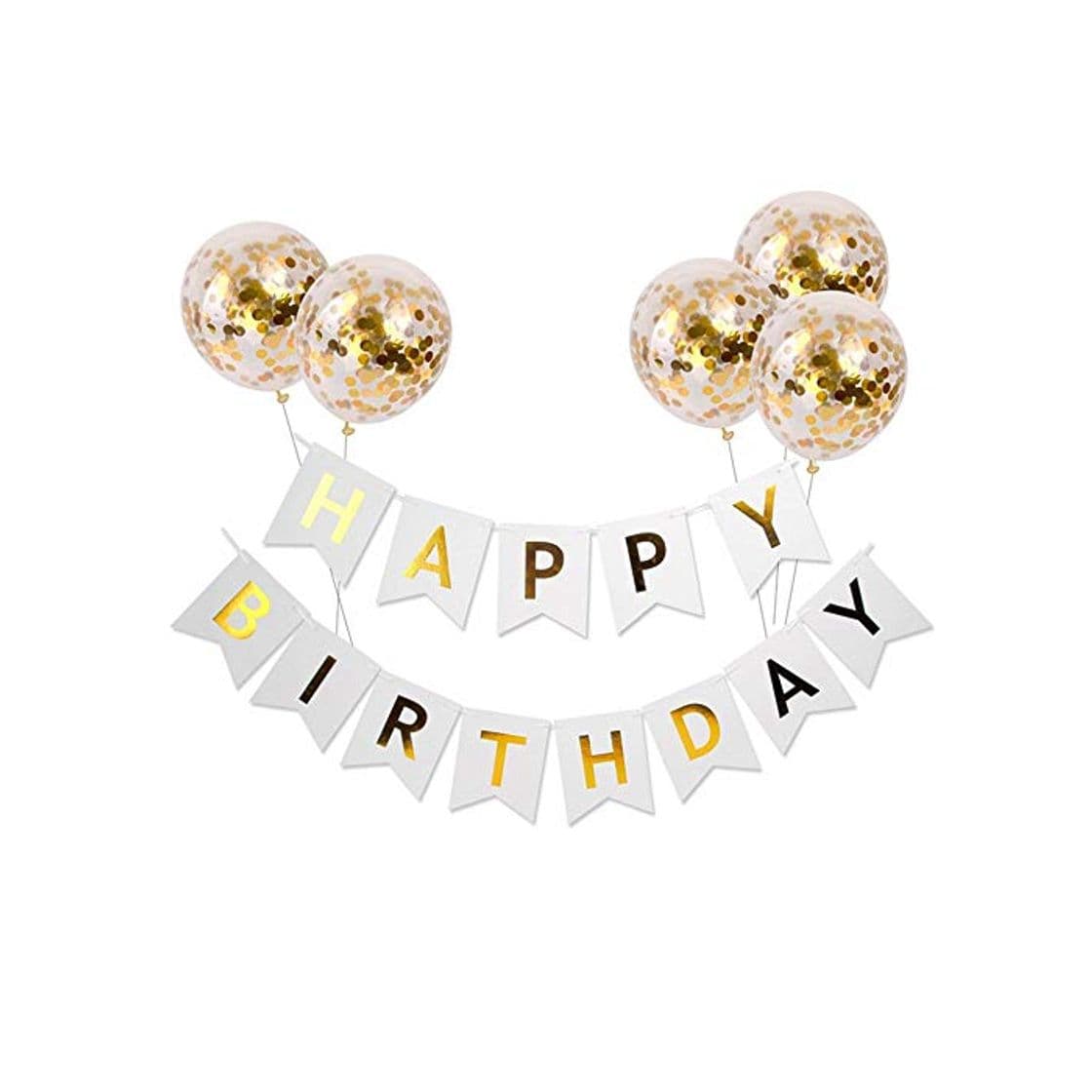 Producto Meowoo Banner Happy Birthday Látex Globos De Confeti,Decoraciones De Fiesta,5 Globos De