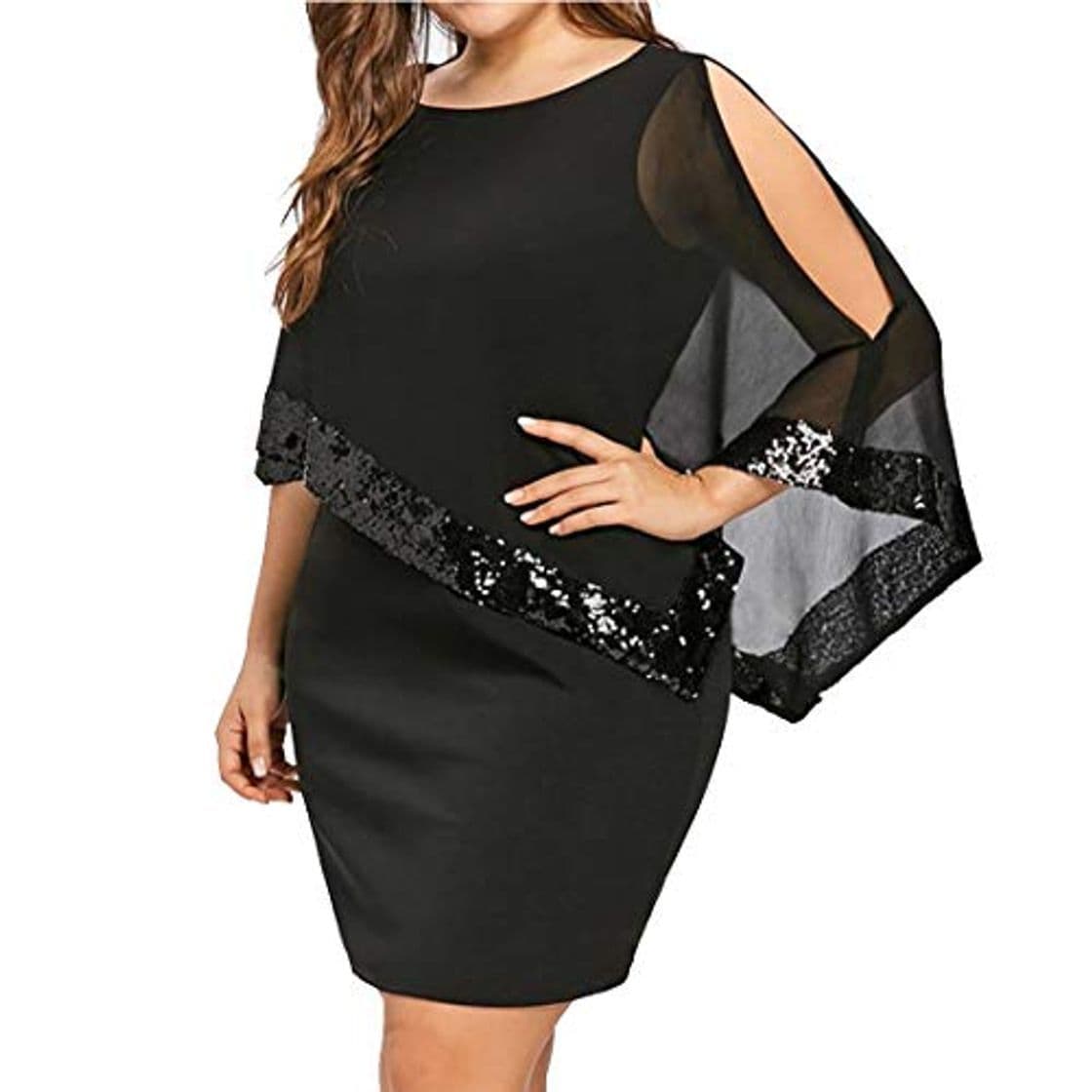 Producto fuxinhe Vestido 2 En 1 Mujer Irregular Cuello Redondo Cintura Media Formal Elegante Ajustado Fiesta Cóctel Falda