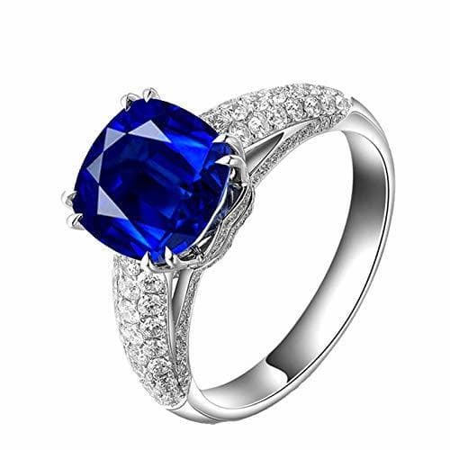 Producto AmDxD Joyería Oro Blanco de 18K Anillo de Boda para Mujer Azul