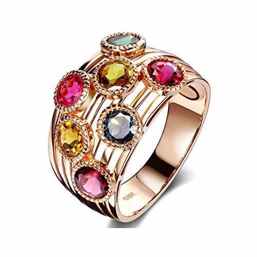 Producto AmDxD 18K Oro Rosa Anillos de Boda para Mujer Varios L¨ªneas Redonda