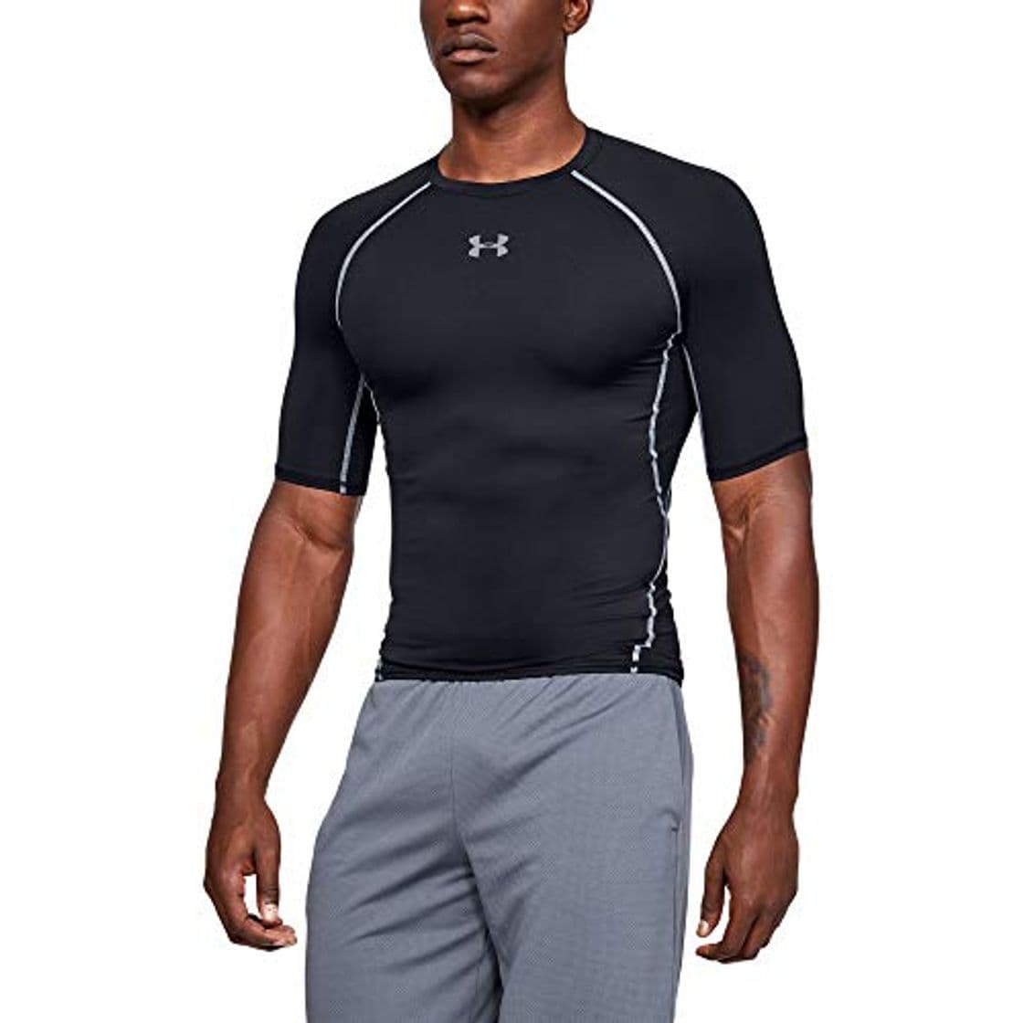 Fashion Under Armour UA Heatgear Short Sleeve Camiseta, Hombre, Negro