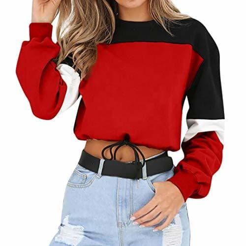 Fashion Overdose Sudadera para Mujer De Manga Larga Empalme Color Moda Sudadera Pullover