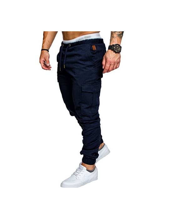 Moda SOMTHRON Hombre Cinturón de cintura elástico Pantalones de chándal de algodón largo