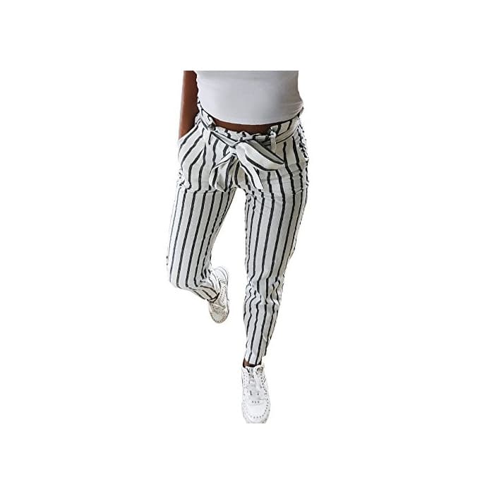 Producto Logobeing Pantalones a Rayas con Cintura Alta para Mujer Jeans Deportes Pantalones