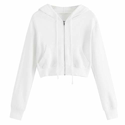 Product Sudadera con Capucha para Mujer Moda Manga Larga Casual Color Sólido Cremallera