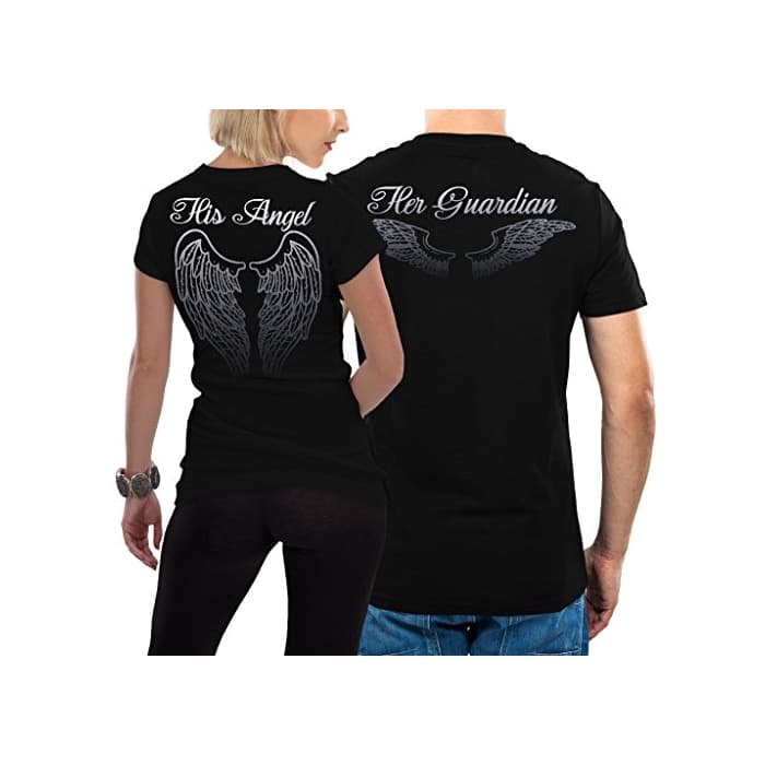 Product VIVAMAKE Pack 2 Camisetas para Mujer y Hombre Originales con Diseño Angel