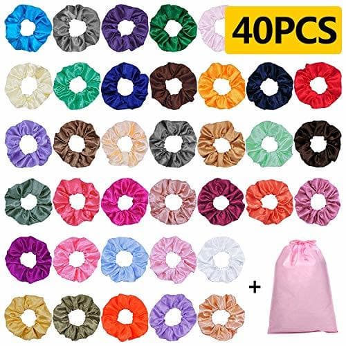 Belleza 40 Piezas Scrunchies de Satén para Cabello