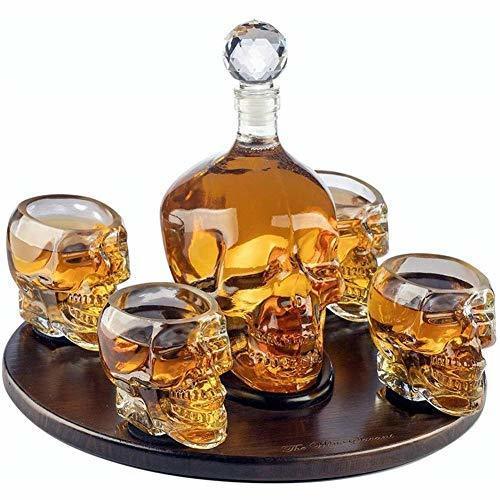 Lugar BABYS'q Jarra de Whisky de Cara de Calavera con 4 Vasos de