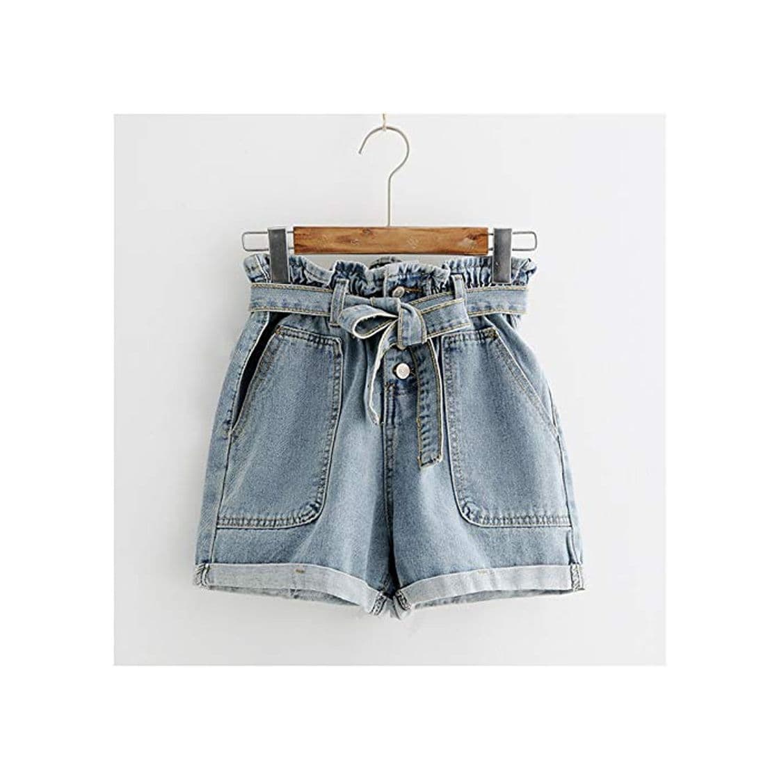 Producto ZBCVNM Denim Shorts  Tie Waist Denim Shorts Shorts Summer High Waist Button Fly Plain Casual Shorts Blue S Blue