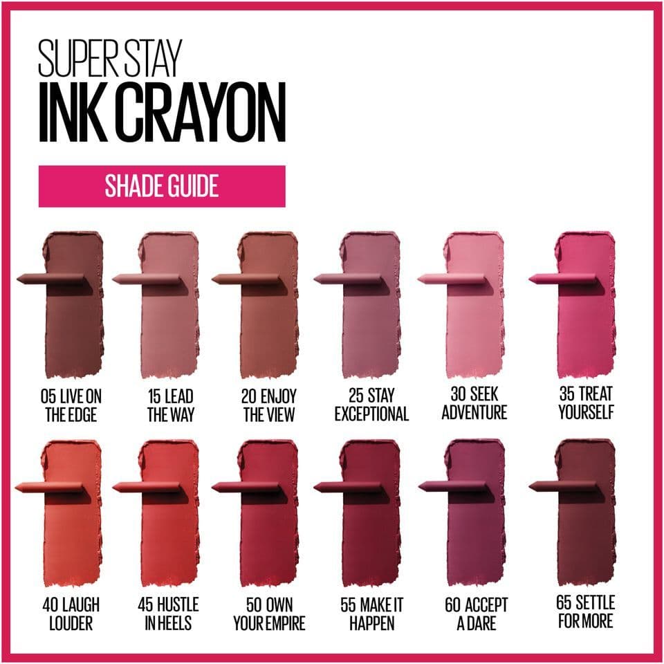 Beauty Maybelline New York Pintalabios Mate Larga Duración SuperStay Ink Crayon Tono 20