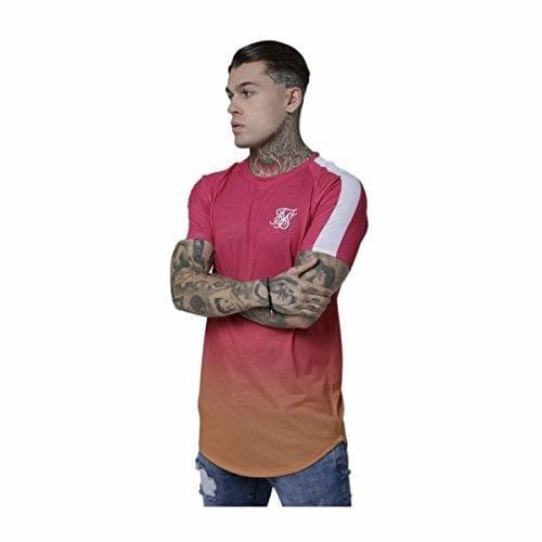 Producto Sik Silk Camiseta Curved Hem Raglan Fade Naranja/Rosa