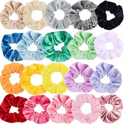 Belleza Sinwind 20pcs Scrunchies Terciopelo elástico pelo bandas Lazos para el cabello Terciopelo