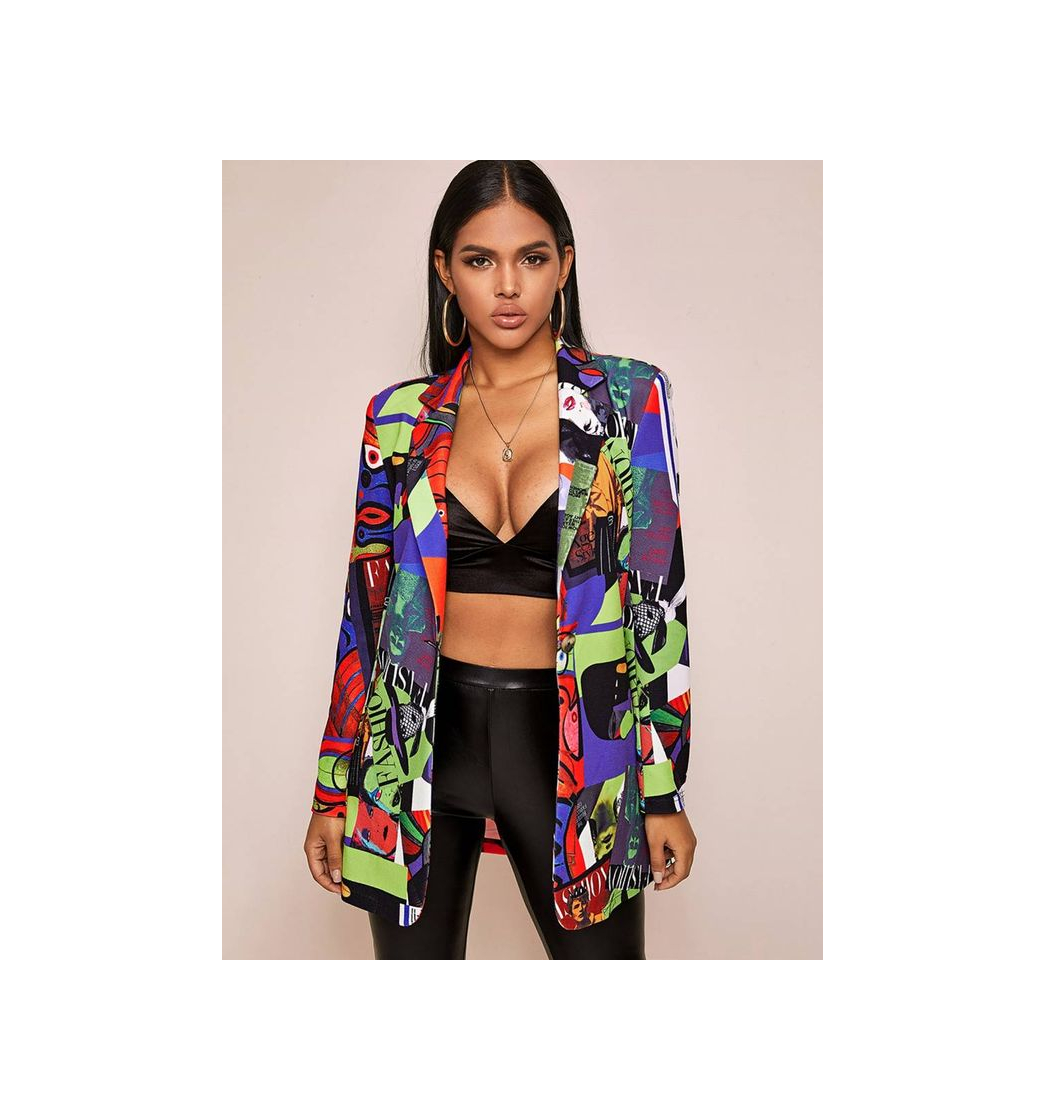 Product Blazer largo con estampado