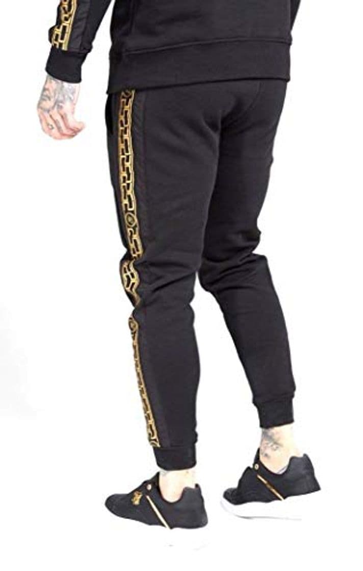 Fashion Sik Silk - SS-15432 Muscle FIT Nylon Panel Joggers Black/Gold -PANTALÓN para