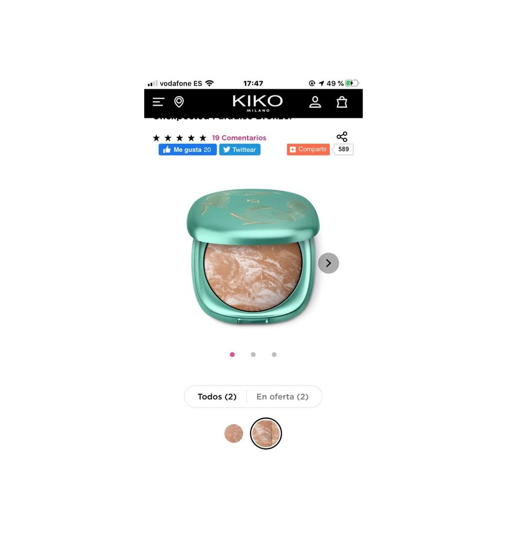 Product Kiko Cosmetic polvos UNESPECTED PARADISE BRONZER 