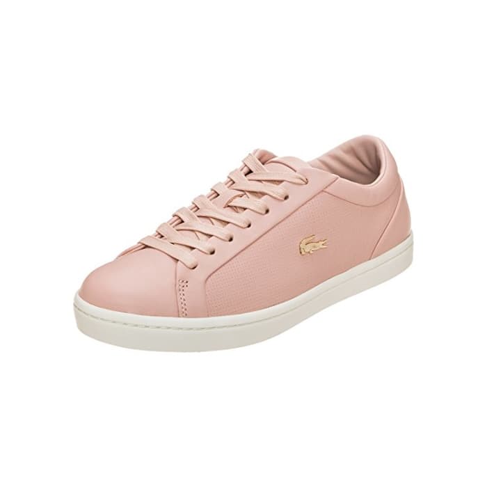 Producto Lacoste Women'S Straightset 118 2 Perforated Leather Trainer Natural-Pink-4 Size 4