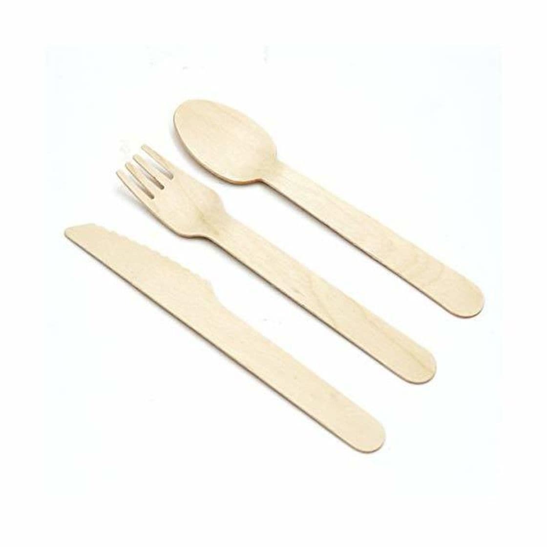 Fitness VIMOV 200 Pieza Cubiertos de Madera Desechables, Utensilios Biodegradables para Fiestas, Camping,