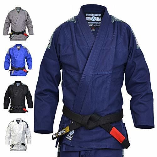 Producto Valor Bravura Kimono BJJ GI color azul marino con cinturón blanco de