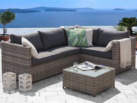 Fashion Rattan Garden Lounge Set Grey 