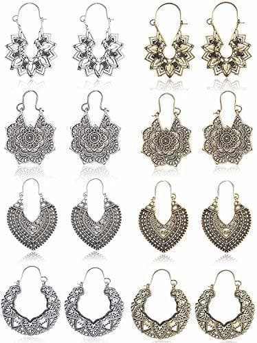 Producto CASSIECA 8 Pares Vintage Mandala Pendientes para Mujeres Niñas Retro étnico Boho