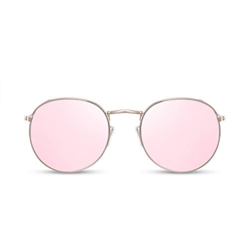 Product Cheapass Gafas de Sol Redondas con Espejos Rosas Doradas UV400 Diseñador Metálicas