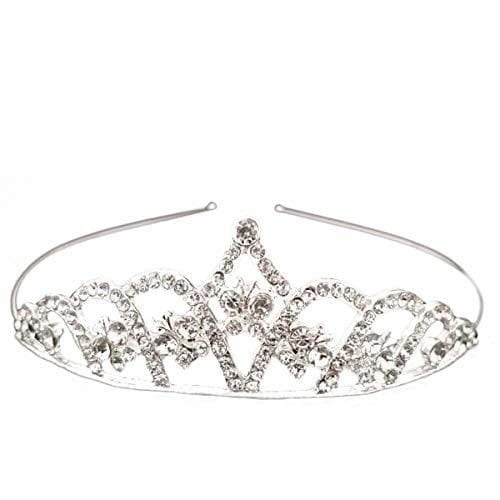 Lugar Lurrose Coronas plateadas simples de la tiara del Rhinestone para las mujeres