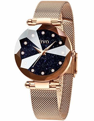 Producto CIVO Relojes para Mujer Reloj Damas de Malla Impermeable Minimalista Oro Rosa