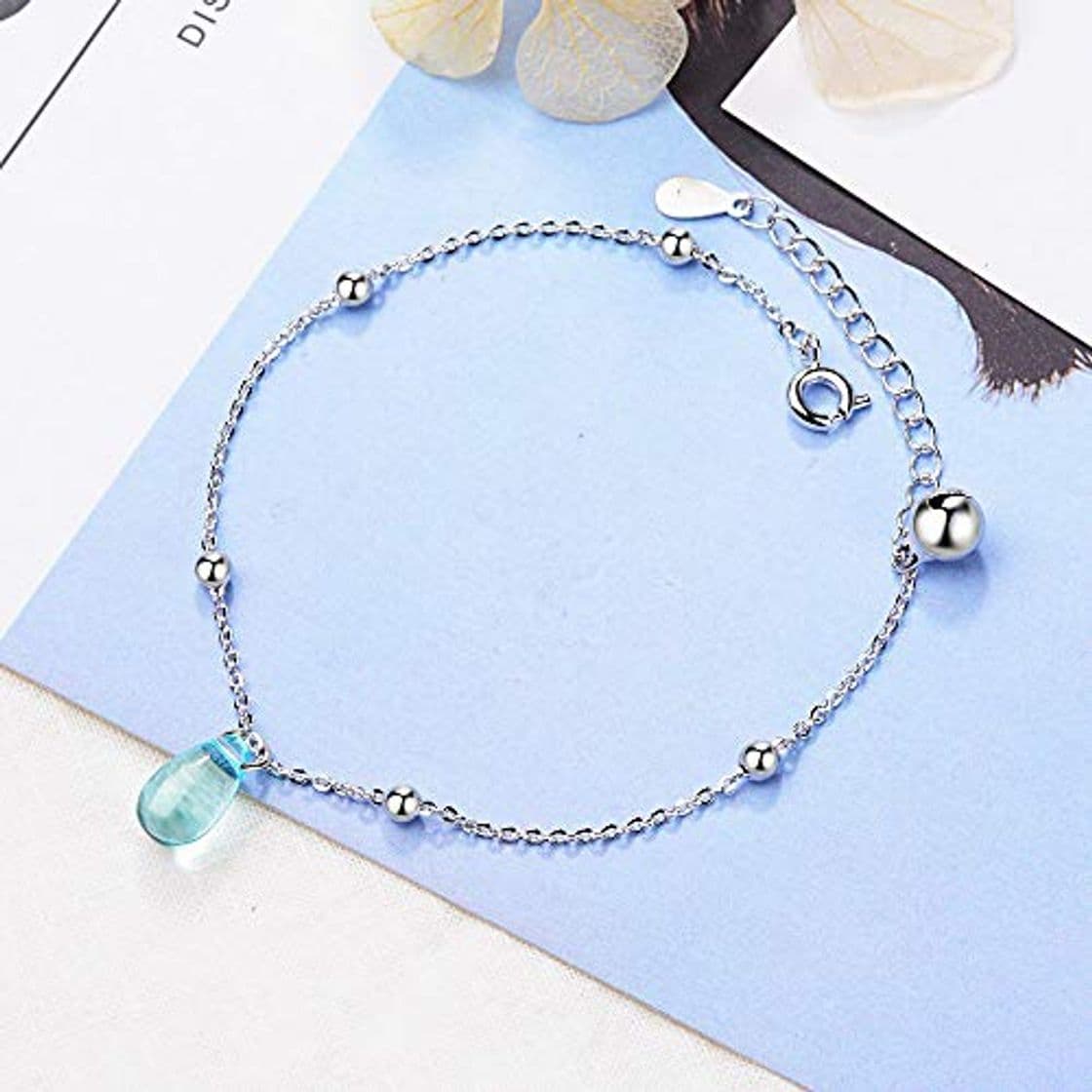 Lugar FINLN Sweet Blue Crystal Water Drop 925 Pulsera de Plata esterlina Regalo de Mujer Pulseira Silver 925 Jewelry