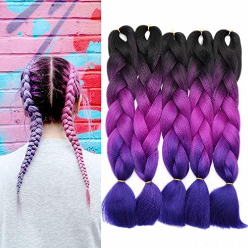 Beauty 5 PAQUETES Extensiones de cabello trenzado jumbo de 24 ''