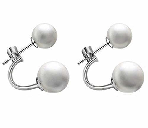 Product Scrox 1 par Pendientes Pendientes Colgantes de Perlas Blancas de Mujer de