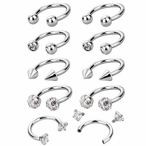 Producto Besteel 9 Unids 16G de Acero Inoxidable Nariz Piercing Aro Pendientes para