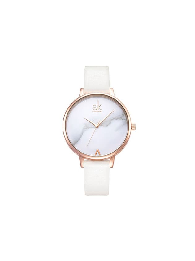 Product Alienwork Reloj Mujer Relojes Piel sintética Blanco Analógicos Cuarzo Oro Rosa Impermeable