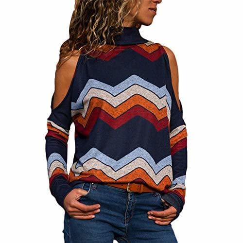 Moda Sudadera para Mujer,Moda Manga Larga Casual Fuera del Hombro Sudaderas Cortos Cuello