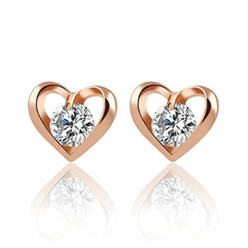 Product Pendientes YDHWWSH Romântico Flor Coração Brincos de Cristal Liga Cor Prata Brincos