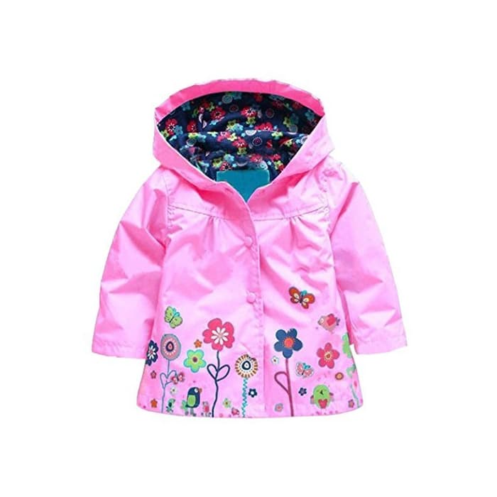 Product Arshiner Impermeable Chaqueta con Capucha de Manga Larga con bordado de flores