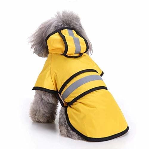 Product Ruiuzi Moda Reflectante Rayas Amarillo Impermeable para Mascotas días lluviosos Slicker Impermeable