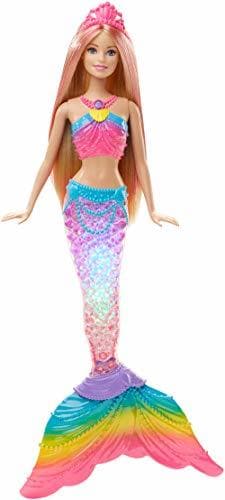 Product Barbie Dreamtopia, muñeca Sirena Luces de Arcoíris, regalo para niñas y niños