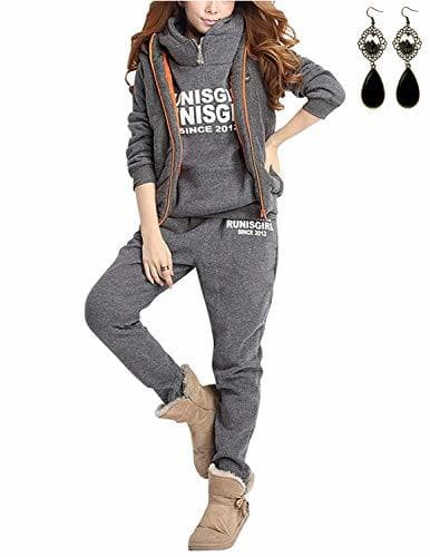 Producto CARINACOCO Mujer 3pcs Chándal Encapuchada Casual Conjuntos Deportivos Otoño Invierno Sudadera con