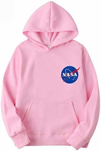 Moda OLIPHEE Sudaderas con Capucha Color Sólido con Logo de NASA para Fanáticos