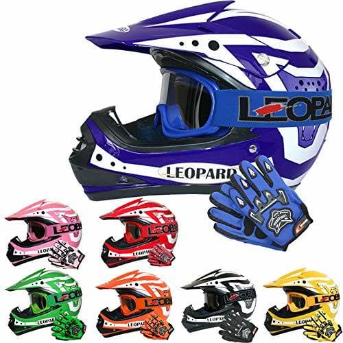 Place Leopard LEO-X17 Casco de Motocross para Niños Azul XL