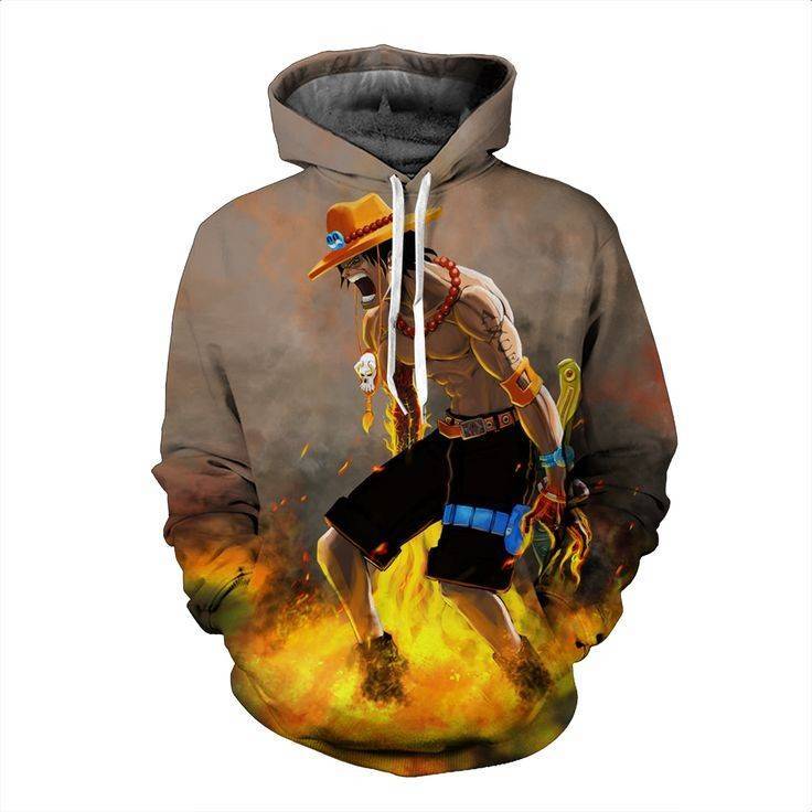 Moda One piece Angry Portgas D. Ace hoodie