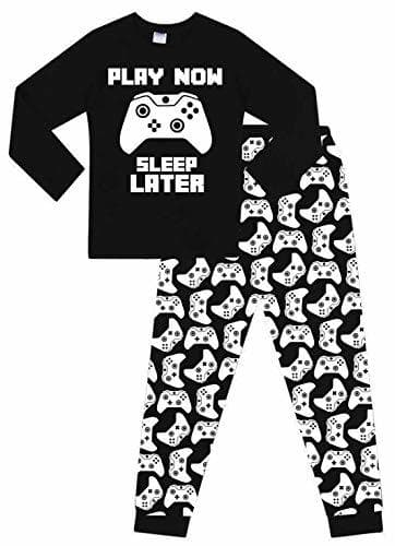 Producto Pijama Largo de algodón para niños, Color Blanco Negro Negro