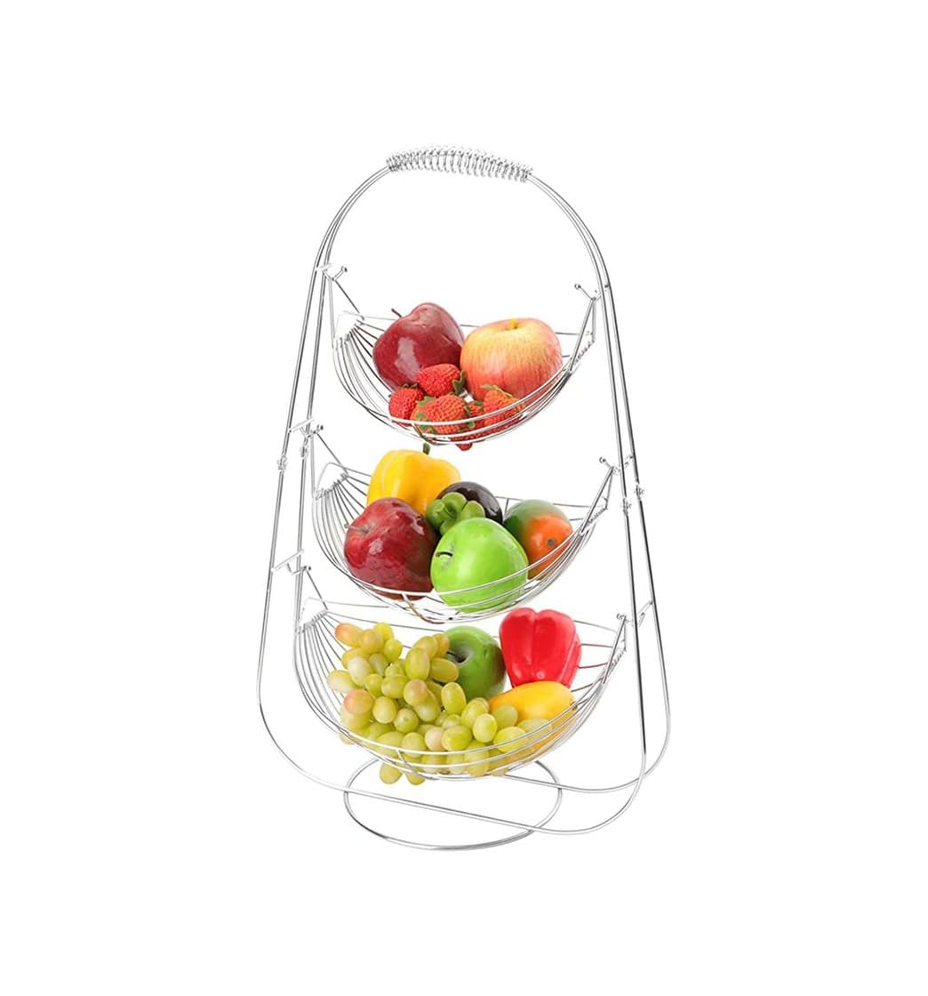 Producto NONMON Frutero de 3 Pisos de Metal Cromado