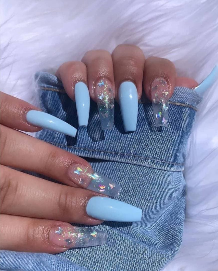 Moda Light blue butterfly nails🦋