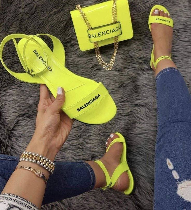 Moda Yellow Balenciaga shoes and hangbag💛