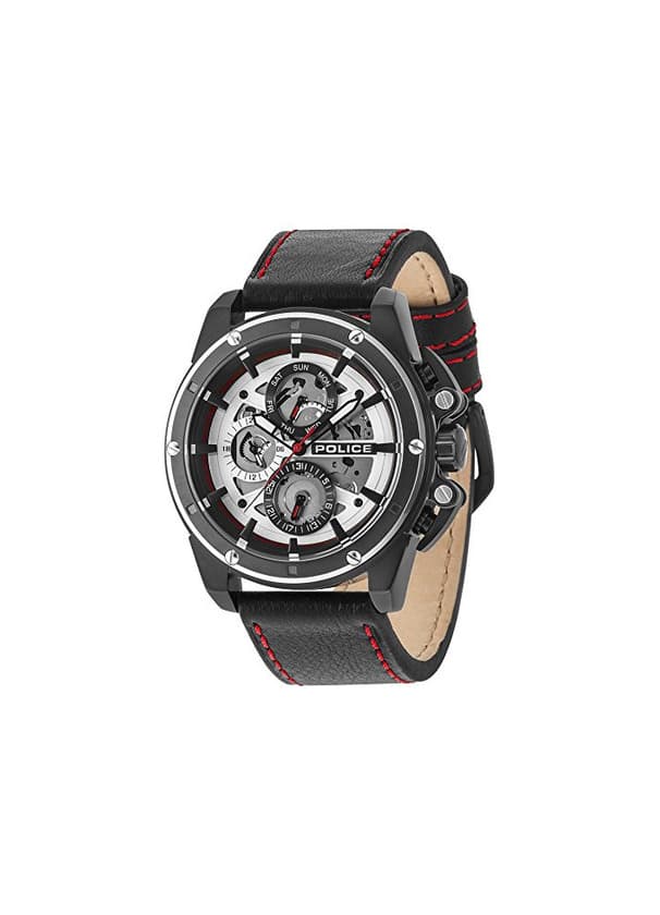 Fashion Police Reloj Multiesfera para Hombre de Cuarzo con Correa en Cuero PL14688JSBS.04