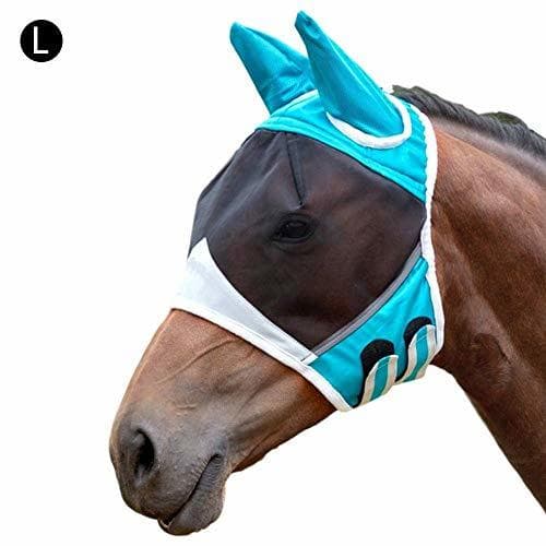 Home Blue-Yan Horse Fly Mask Máscara cómoda y Transpirable para Caballos con Oreja