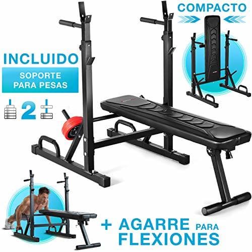 Product Sportstech 21en1 Banco de Pesas Innovador con Soporte para Pesas y Asas